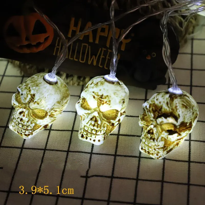 Halloween Decoraties Licht String Pumpkin Ghost Skull Atmosphere Scène Layout Kleurrijke 3M 20 Lichten Pasen Batterijkoos LED