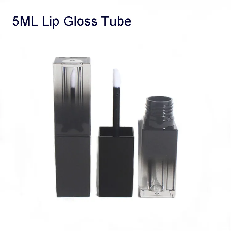 Gradient Black Square Liquid Lip Gloss Tube Empty DIY Handwork Lipstick Lips Tubes Cosmetic Containers Bottles for Makeup 20pcs