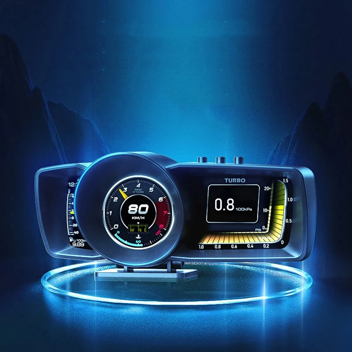 OBD2 HUDマルチゲージブーストスキャンヘッドアップディスプレイカー 