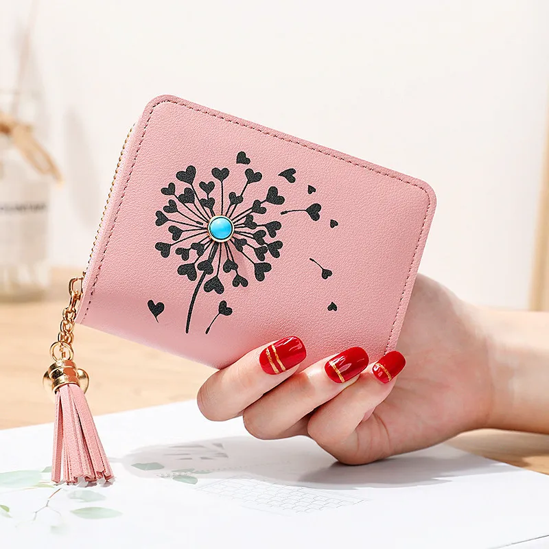 Pequena fábrica fresca diretamente ing de estilo coreano simples plutouro zipper zipper multi-card slot mini short ladies wallet 2020