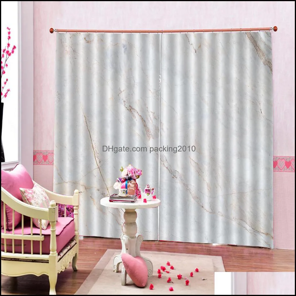 Custom white marble curtains 3D Window Curtains For Living Room Bedroom Customized size 3d curtain