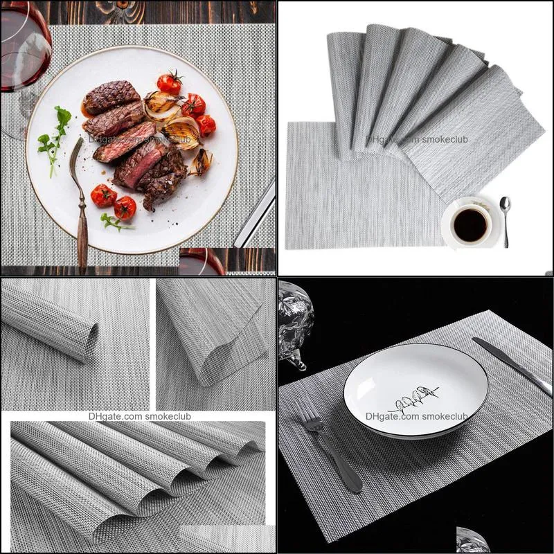 Mats & Pads Est Placemats Gray Place Wipeable Easy To Clean Table Set Of 6 For Dining Kitchen Restaurant