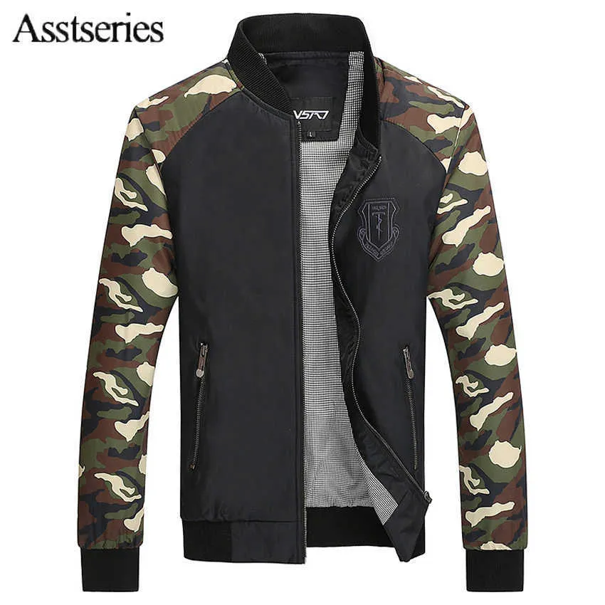 New Tide Mäns Camouflage Jacket Youth Stitching Fritid Självodling Mäns Coat Tunna Personliga Mäns Jacka 79Wy X0710