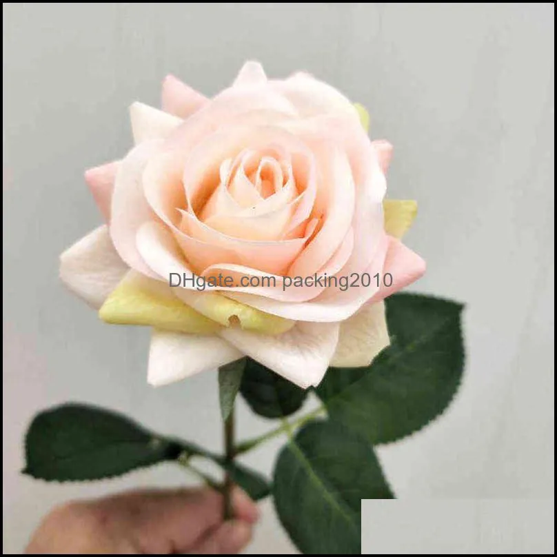Artificial flower feel moisturizing rose DIY bridal bouquet po prop home wedding decor fake flower Valentine`s Day gift 11pcs 220110