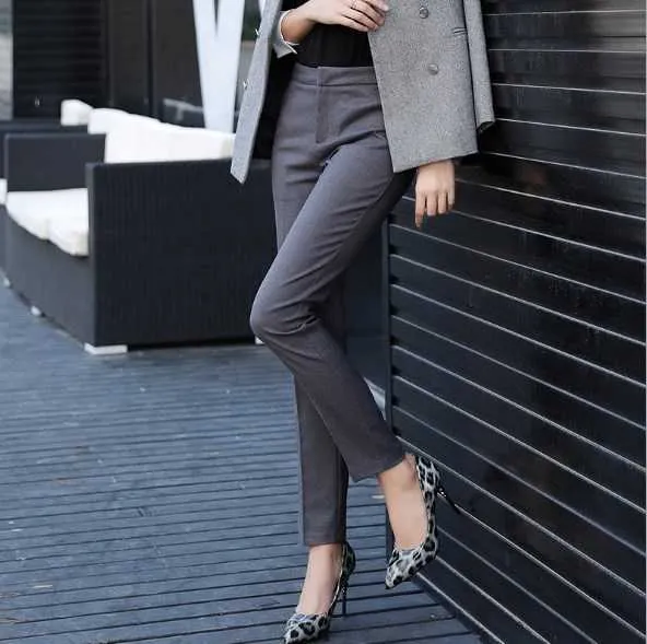 Womens Black And Grey Skinny Office Dress Pants For Autumn And Spring  Business And Casual Wear Slim Fit Work Office Trousers For Ladies 211006  From Kong01, $23.44