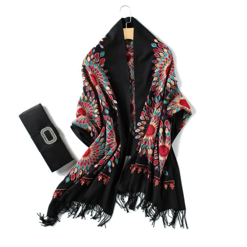 Scarves 2021 Designer Brand Women Scarf Spring Winter Pashmina Bandana For Lady Cashmere Thick Neck Head Warm Knit Echarpe