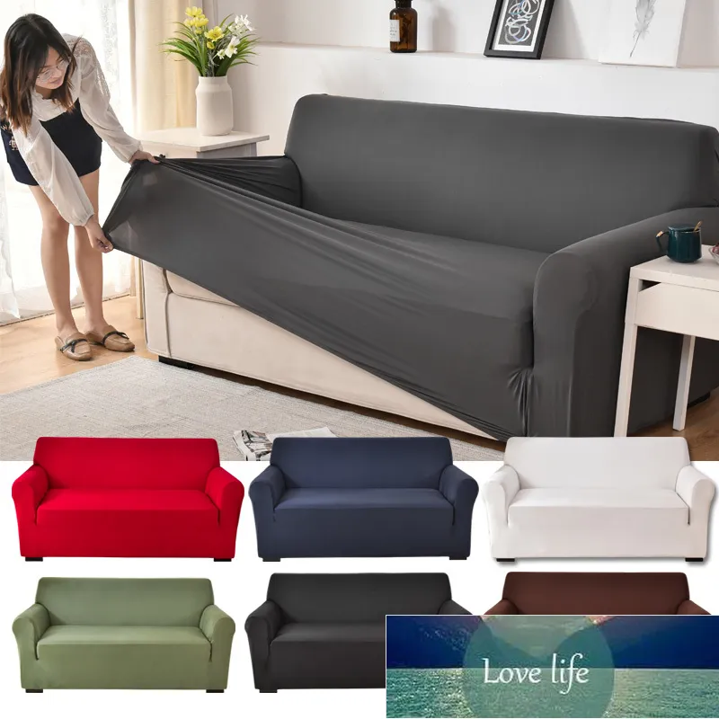 Solid färg soffa täcker för vardagsrum Elastic Universal Stretch Nonslip Deep Couch Cover Slipcover Protector Antidus