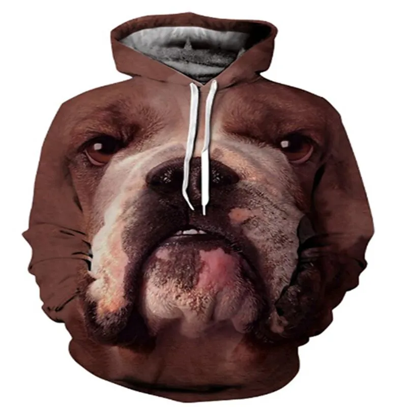 Sweats à capuche pour hommes Sweatshirts 3D Impression de chien Sweat Sweat-shirt Fashion Harajuku Streetwear Pullwover Top surdimensionné
