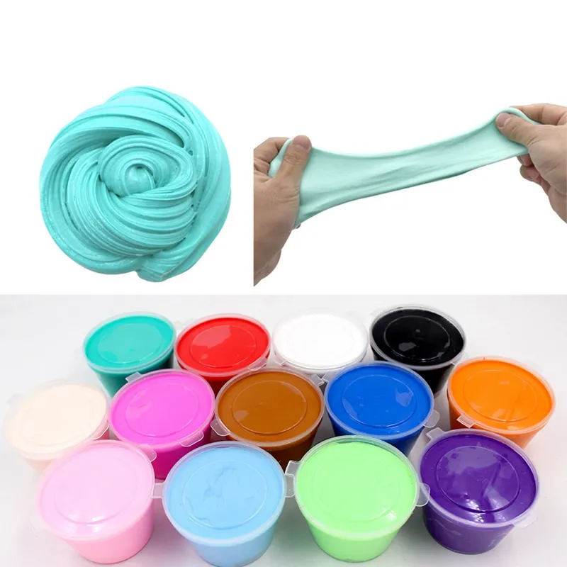 No Logo Print Butter Slime Clay Solid Color DIY Fluffy Floam Slime Soft Supplies Antistress Education Craft Magic Sand Plasticine Toy Kit 0942