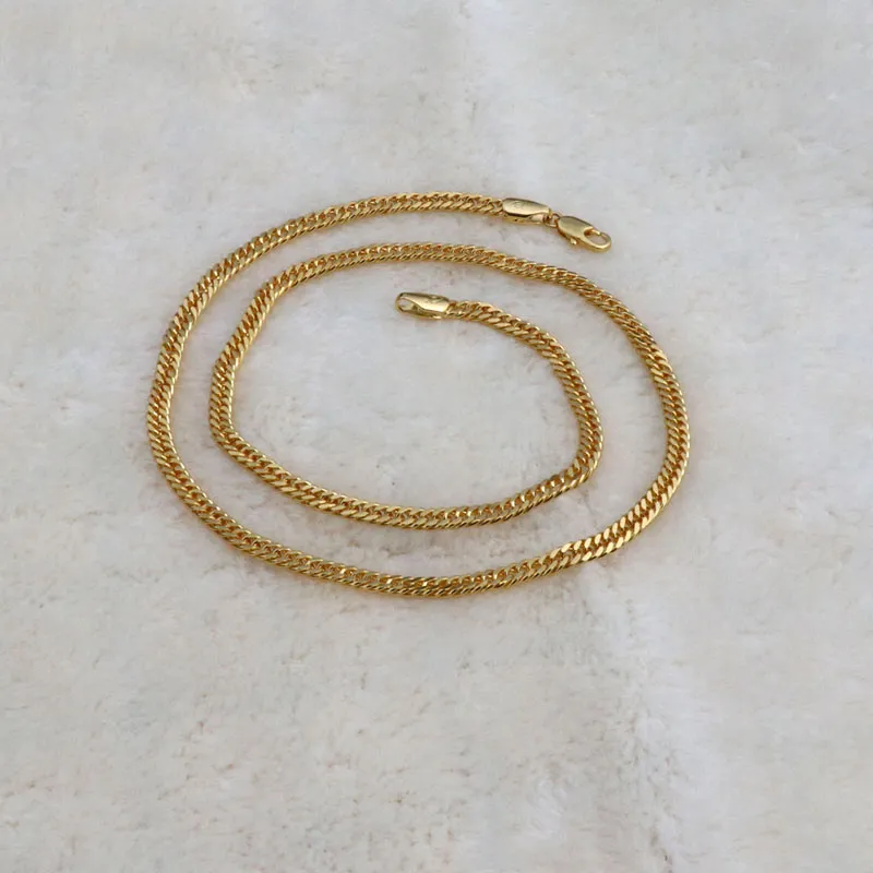 Cuban Chain Designer Jewelry Classic 18K Gold 6MM Double Cuban Curb Italian Chain Ring Necklace 24 inch Simple Fashion Hip Hop Style Christmas New Year Gift