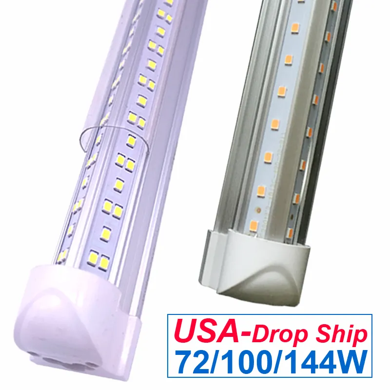 Lampe à tube LED intégrée T8 à économie d'énergie 110V 220V 7200lm 10000lm 14400lm 15000lm Ampoules 72W 100W 144W 150W Led Wall V-Shape Fluorescent Light