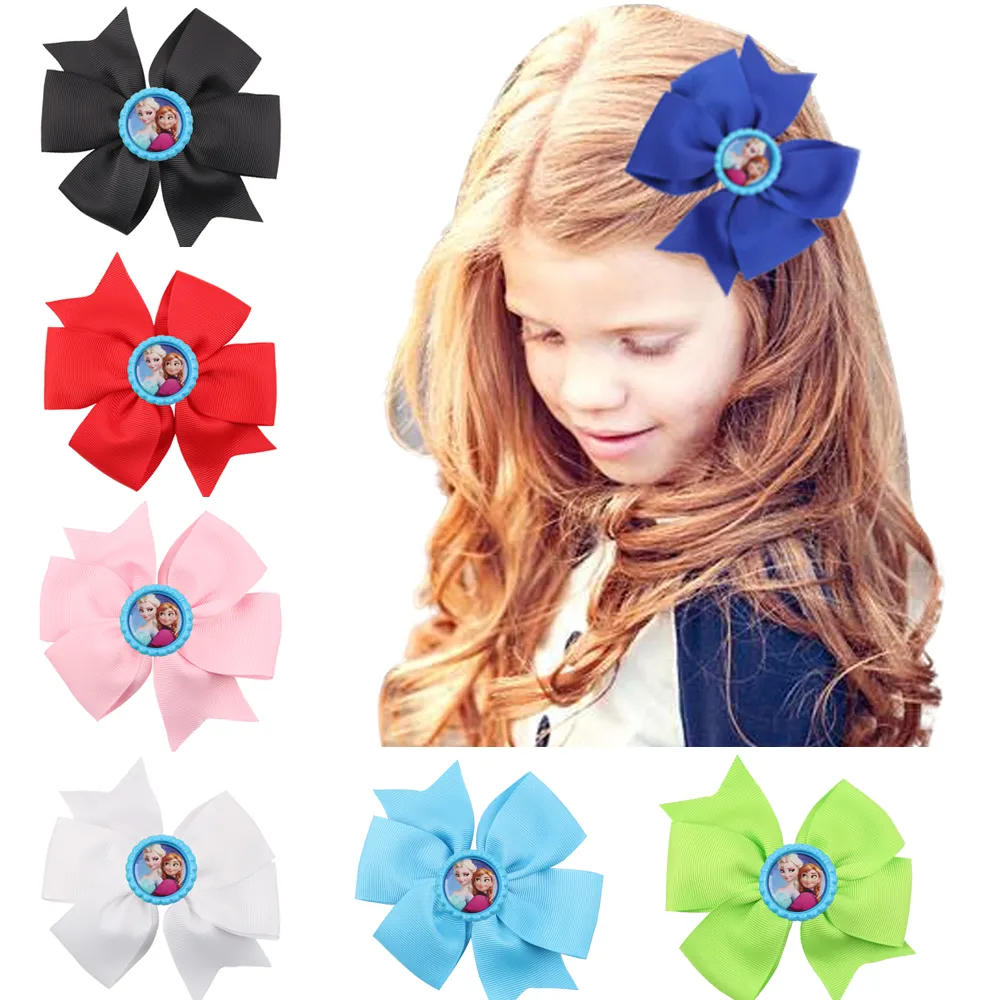 11cm Boutique solid grosgrain ribbon bottle cap bowknot hairclip forked tail hair bows alligator clip girl accessories