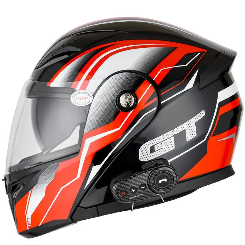 Kaski motocyklowe Dot zatwierdzone ABS Podwójne Anti-Fog Dostawy Zestaw Słuchawkowy Bluetooth Zintegrowany Kask Flip-Up Helmet Odpinany Liner MSFH828K10