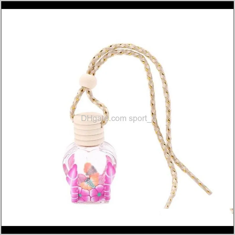 colorful car perfume bottle pendant essential oil diffuser ornaments air freshener pendant empty perfume glass bottle