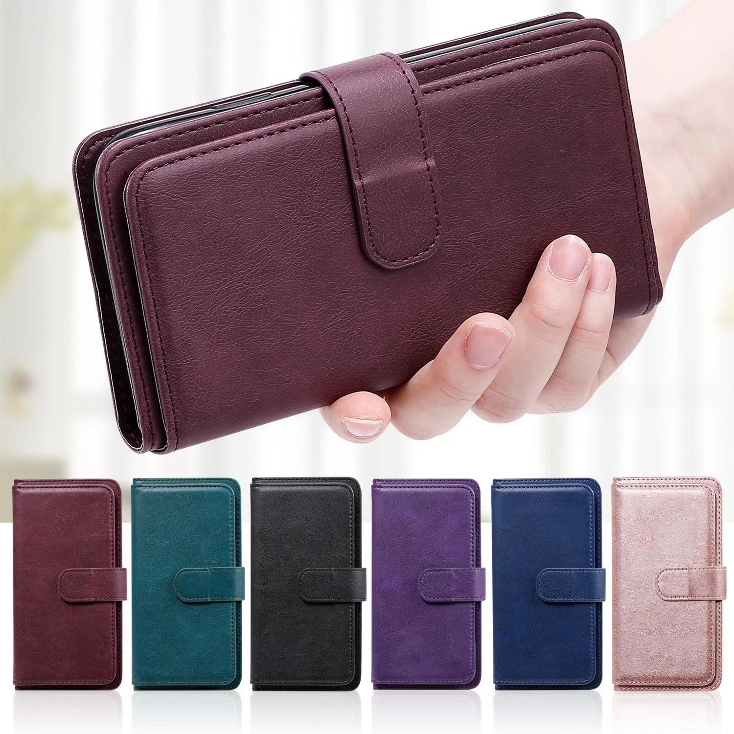 Luxury Phone Cases For Samsung Galaxy S21 S9 S10 S20 Plus Note 10 20 Pro A71 A51 A91 A70 Leather Wallet Magnetic Double layer Cover