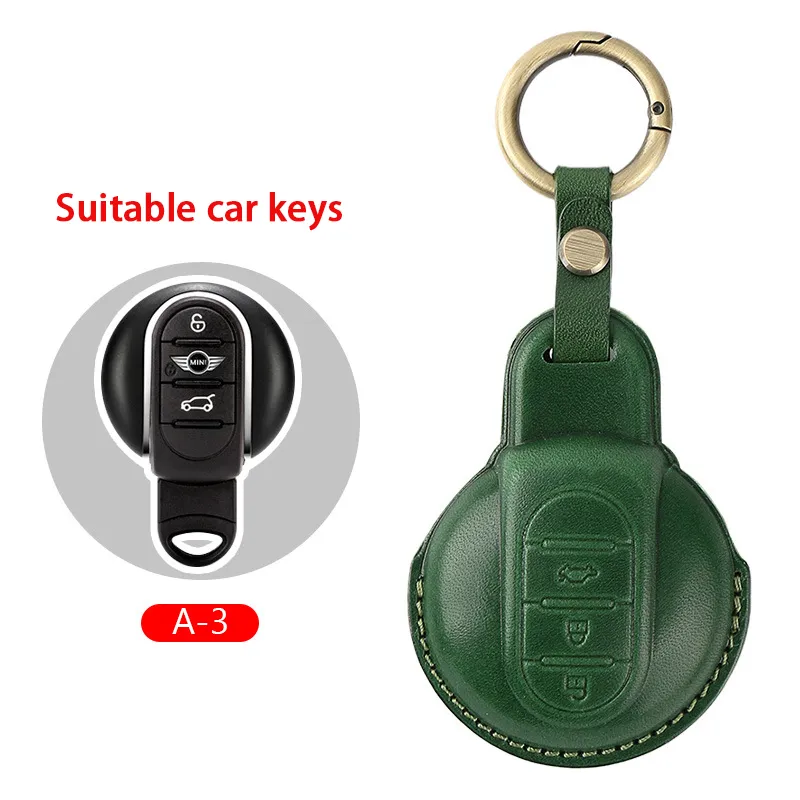 Handgemachte Leder-Auto-Key-Case-Abdeckung Schlüsseltasche für BMW Mini  Cooper mit Schutzschlüsselring Zubehör Auto-Styling (grün / rot)