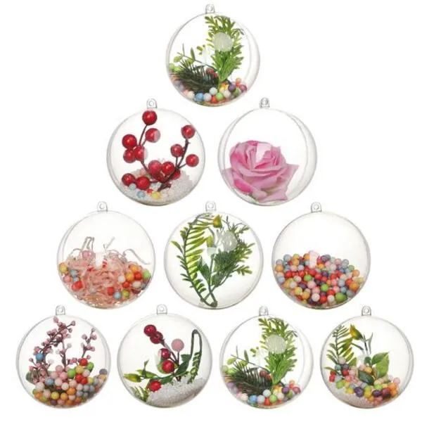 Christmas Decorations Festive Openable Transparent Plastic Ball Baubles 4cm To 14cm Tree Ornament Party Wedding Clear Balls