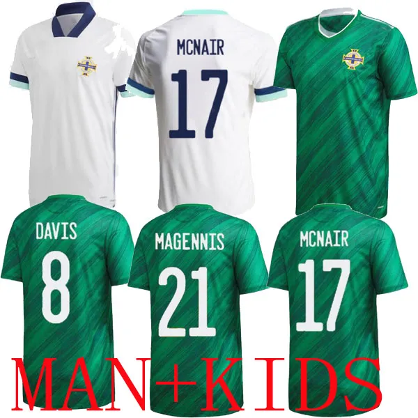2021 Noord-Ierland Soccer Jersey Lafferty 21 22 Home Away Adult Men + Kids Kits Davis Magennis Evans McNair Boyce Football Shirt