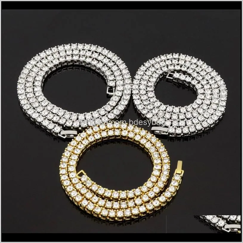 Tennis, Graduerade Pendants Drop Leverans 2021 Hip Hop Tennis Halsband Bling White Zircon Kedjor Smycken Mens Kvinnor Mode 3mm Sier Gold Ch