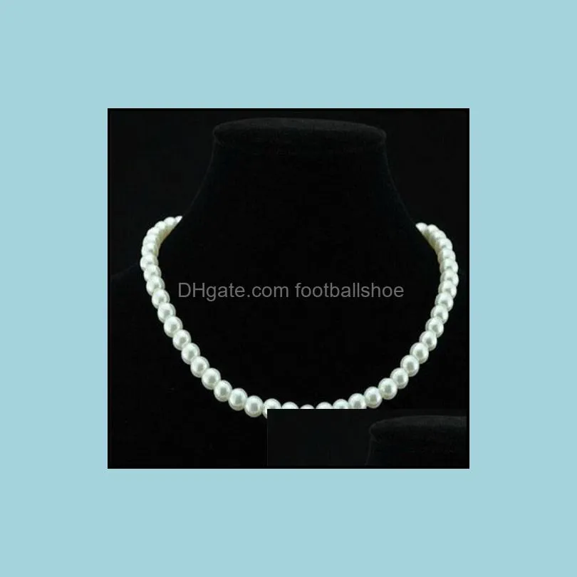 JG! Chic Single Strand Faux Imitation Pearl 6mm Pearl Bib Statement Necklace Jewellery Gift Fashion Womens Short Chain Fine Jewelry For