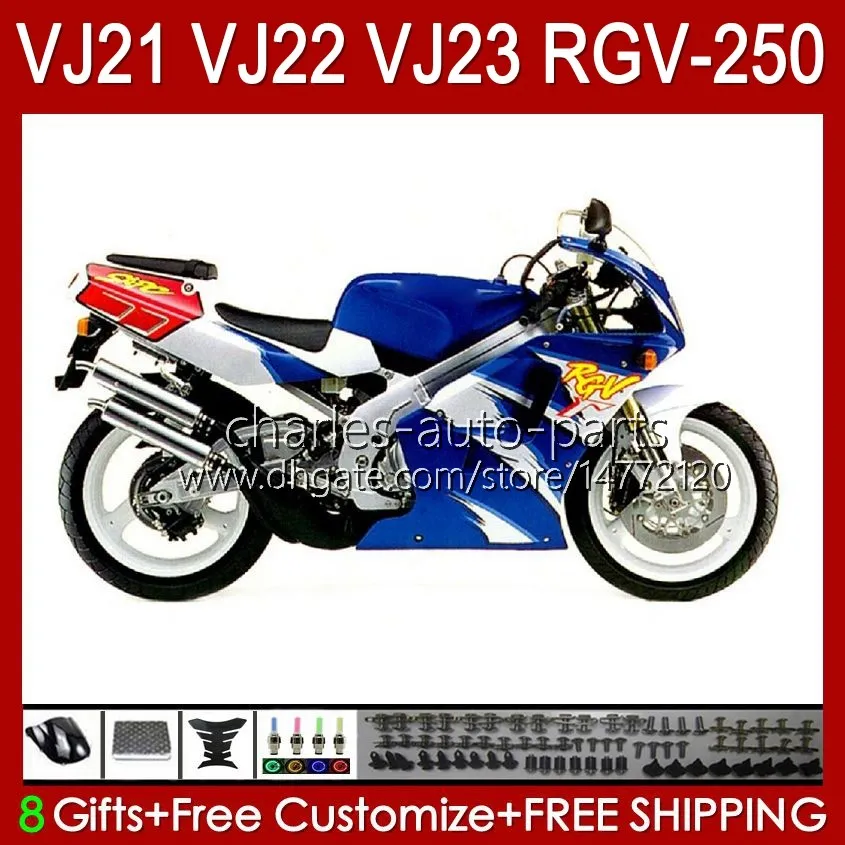 Kropp för SUZUKI RGVT RGV 250CC 250 CC RGV250 SAPC VJ22 RVG250 VJ 22 20HC.86 RGV-250 Glänsande blåpanel 90 91 92 93 94 95 96 RGVT-250 1990 1991 1992 1993 1994 1995 1996 FAIRING