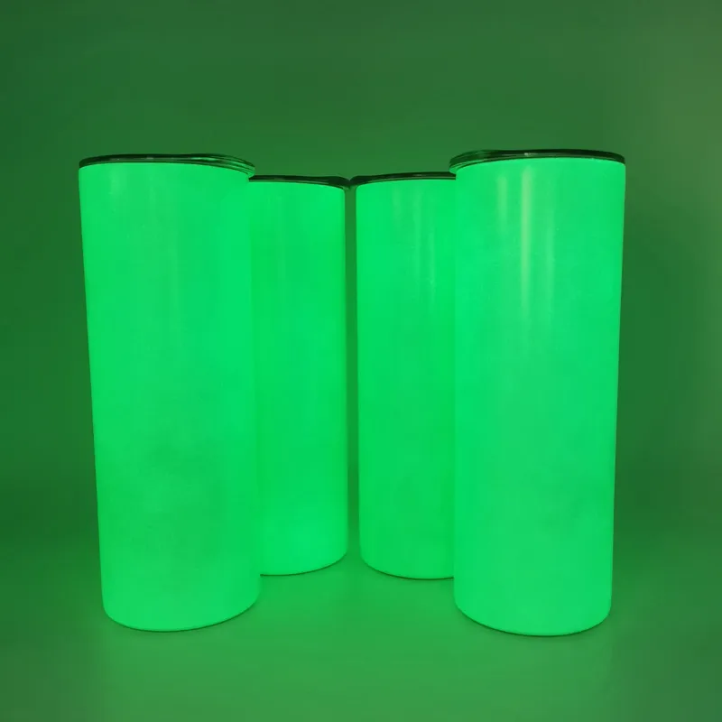 Sublimacja Prosta butelka Luminous 20 uncji Glow w ciemnej stali nierdzewnej Izolowane termos fluorescencji Biały Pusty Przesyłanie ciepła Water Tumbler