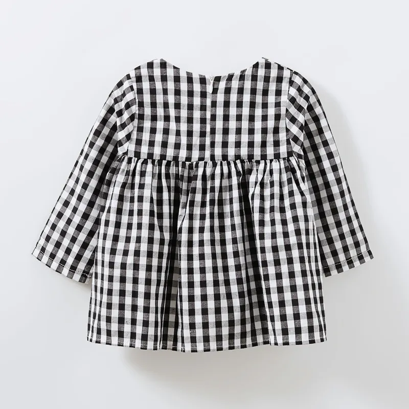 Ins Gorące Sprzedam Nowa Dziewczyna Długie Rękaw Sukienka Odzież Baby Black White Plaid Cotton Tutu Princess Sukienka Dla Dziewczyn 53 Z2