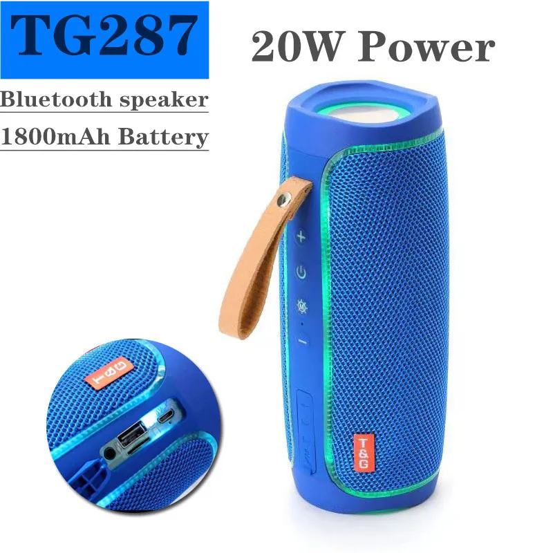 20W высокая мощность Bluetooth динамик TG287 водонепроницаемый портативный столбец для компьютерных компьютерных колонок сабвуфер Box Music Center FM TF