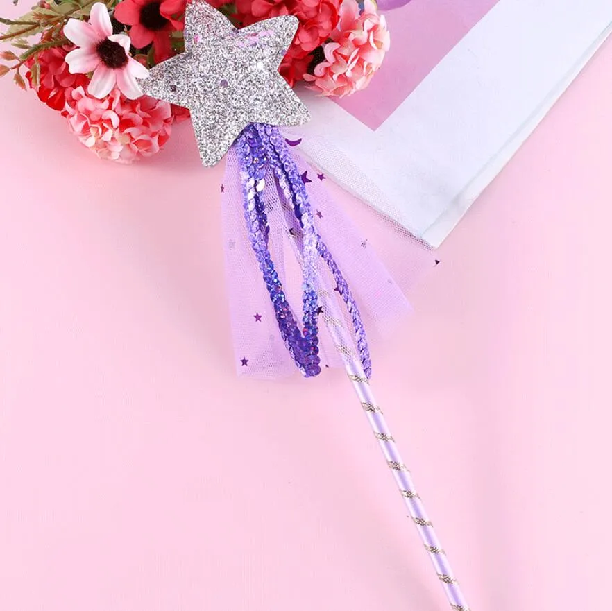 Fairy Glitter Magic Wand With Sequins Tassel Party Favor Kids Girls Princess Dress-up Costume Scepter Role Play Birthday Holiday Gift Bag Filler