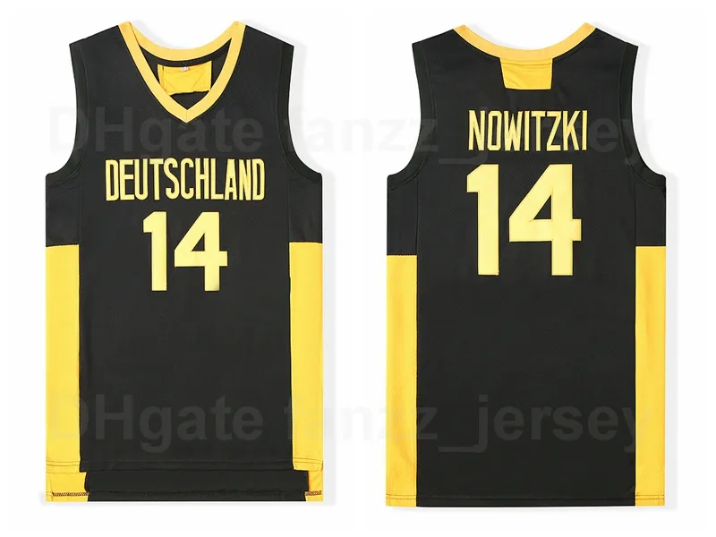 Mannen Muive Deutschland 14 Dirk Nowitzki Jersey Basketbal Universitair Team Kleur Zwart Genaaid op Ademende Pure Katoen Sports All Gestikt Uitstekende Kwaliteit