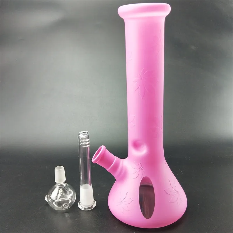 Wholesale Pink Bong Hookahs Leaf Bongs wiht bowls mini Pyrex with 14mm Joint Beaker dab Water Pipes Oil Rigs
