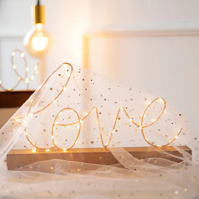 LED Love Letters Light Home Decorative Living Room Bedroom Layout Wooden Decoration Valentines Day Gifts w-00614