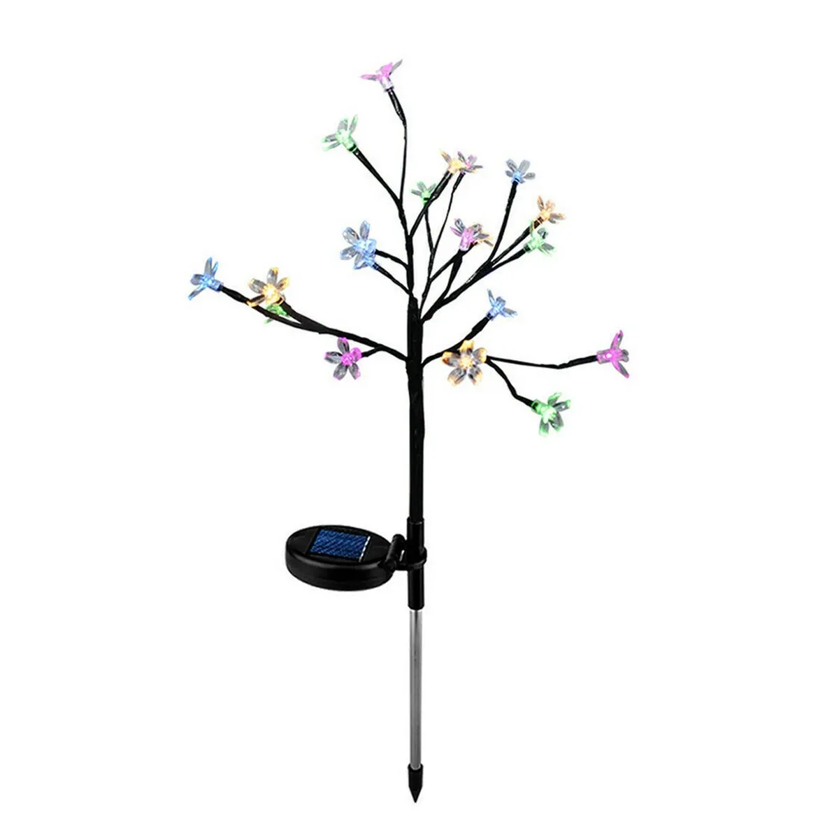 Solar Powered Cherry Flower LED Lawn Light Outdoor Colorful Branch Yard Landscape Lamp Garden Decor