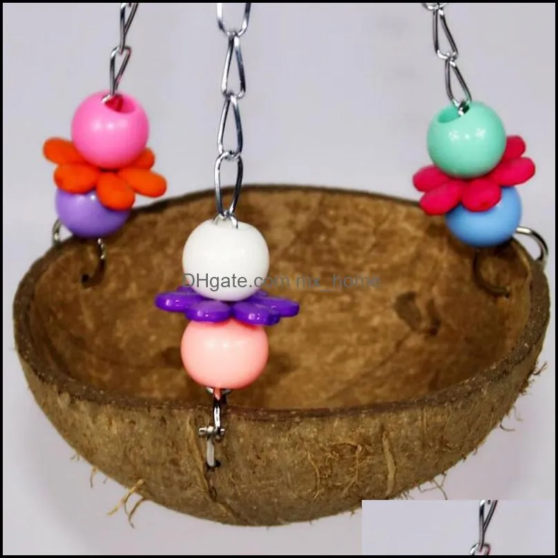 Bird Parrot Coconut Shell Swing Nests Wire Cage Hanging Chew Toy Funny Chain Pet Supplies Cages
