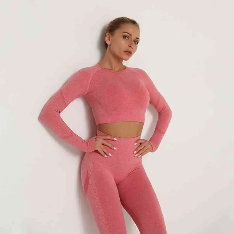 High Elasticity Long Sleeve Yoga Crop Top For Women Quick Drying