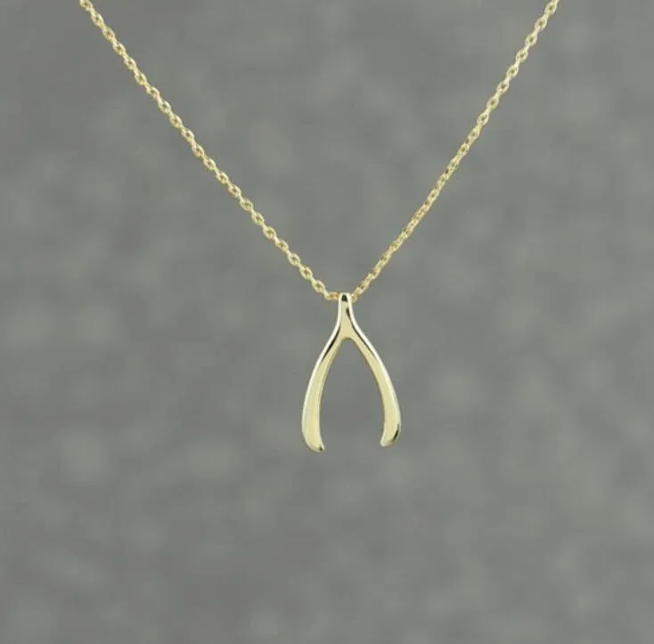 Trendy Wishbone Lucky Hanger Goud Verzilverd Mode-sieraden Verklaring Ketting Vrouwen Kettingen