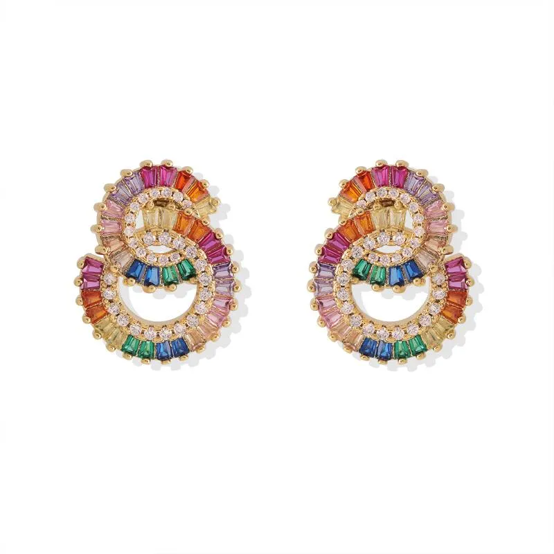 Stud Zoshi Multicolors Zirkoon Oorbellen Voor Dames Hoogwaardige Crystal Treen Design Party Sieraden Verklaring Oorbel