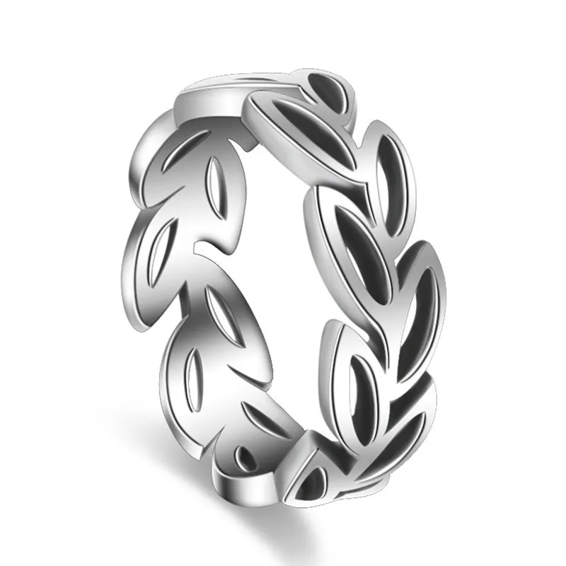 Retro silver lövringar ihåliga band ring mode smycken för kvinnor kommer och sandig vintage