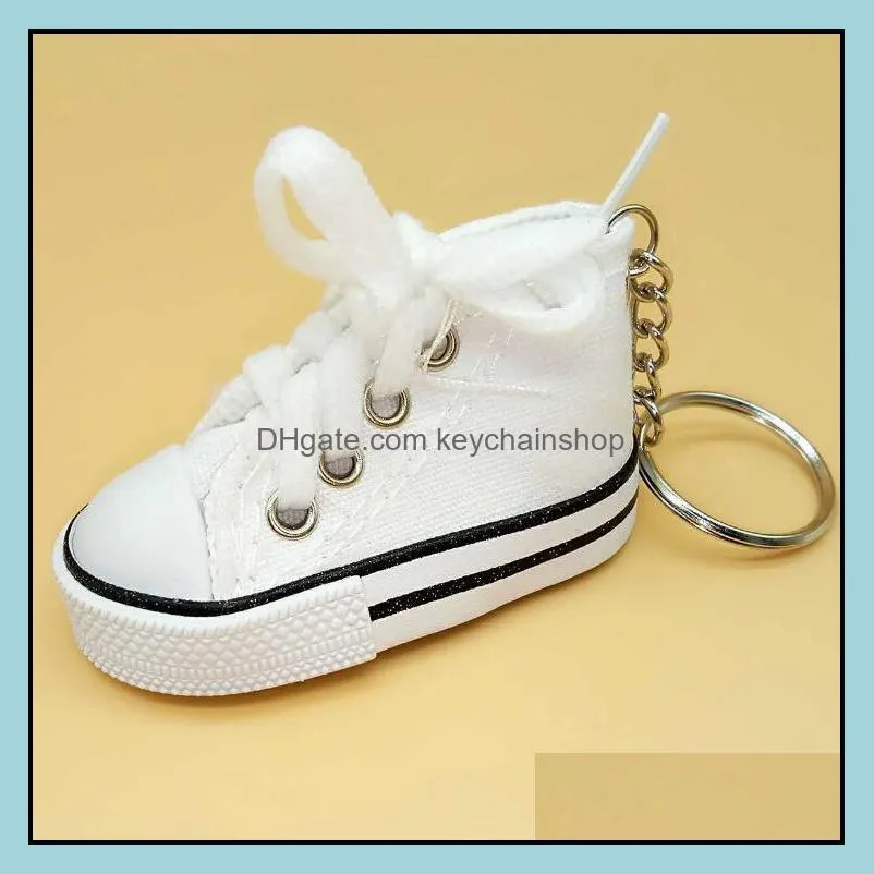 Creative Key Ring Chain Mini Canvas Shoes Sneaker Tennis Keychain Simulation Sport Shoes Funny Keyring Pendant Gift LXL907L