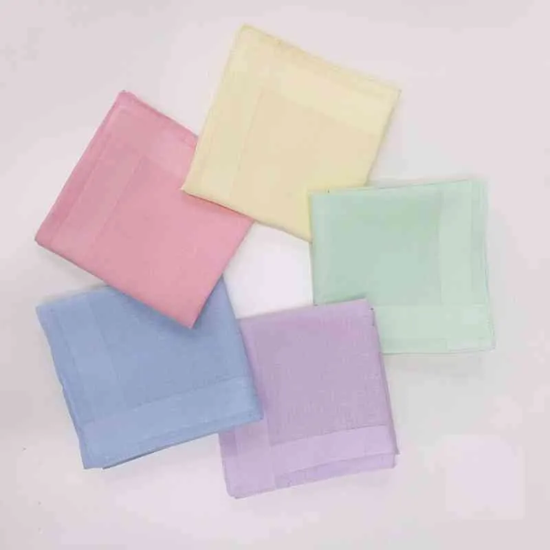 10 pçs / lote cetim algodão mão lenço e cor de doces cor única pigmentada cachecol quadrado 40cm