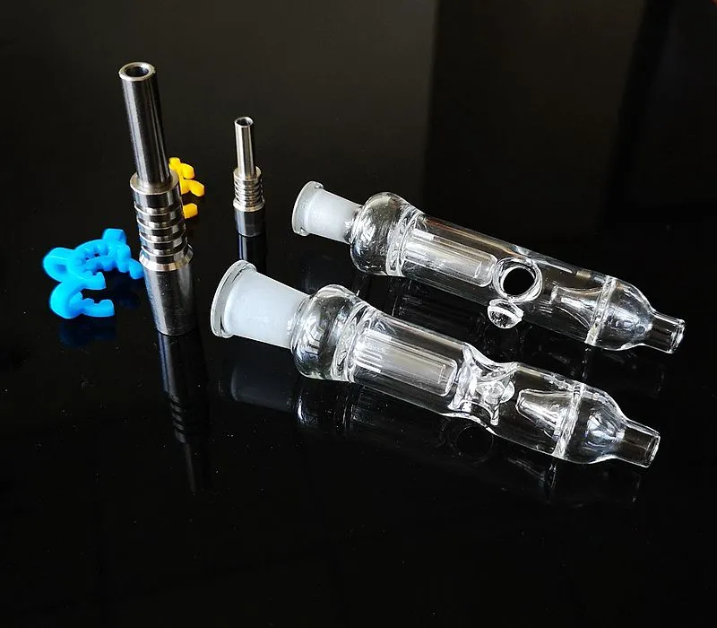 Nector Collector Mini Glass Bong With 10mm 14mm Titanium Nail Plastic Keck Dab Oil Rigs Small Water Pipe NC Kits NC12 Smoking Hand Pipes