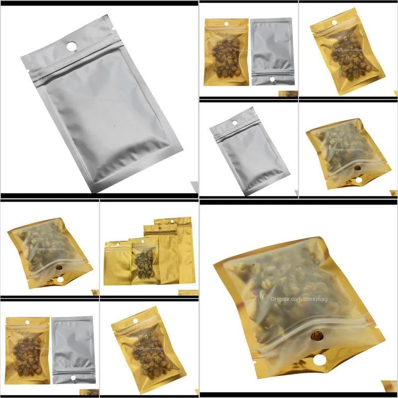 7.5x12cm matte clear sivler/golden zipper package bags resealable plastic aluminum foil food bag heat sealable zip mylar pouch