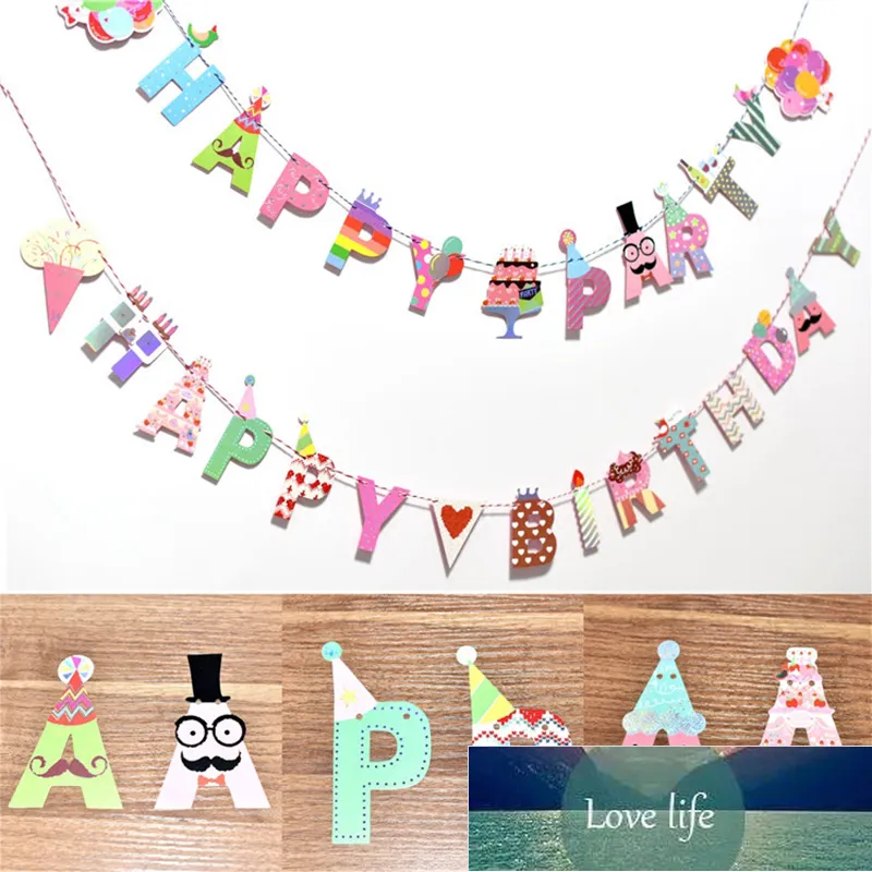 1 ensemble papier joyeux anniversaire bannière enfants bébé garçon fille enfant banderoles adultes faveurs fournitures décorations de fête enfants guirlande