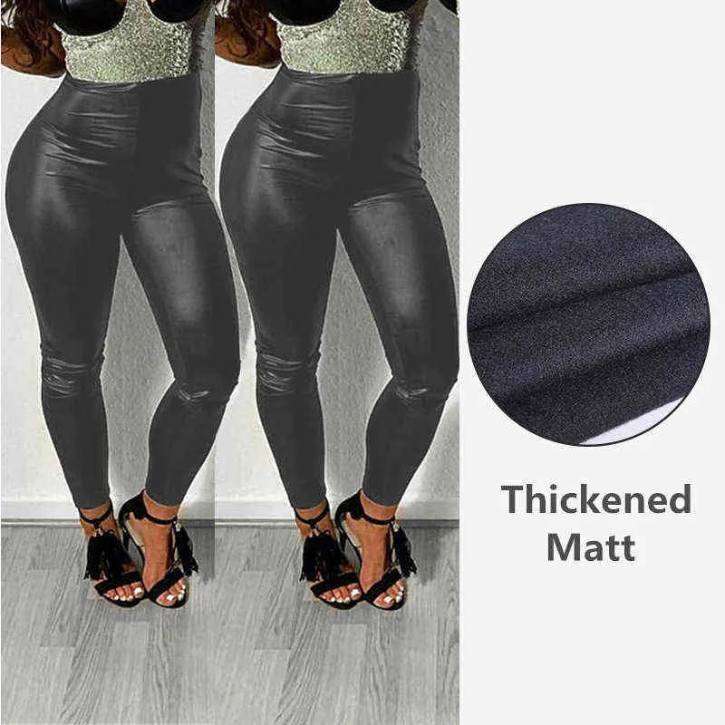 Plus Size PU Leather Maternity Leather Leggings With Latex Lining