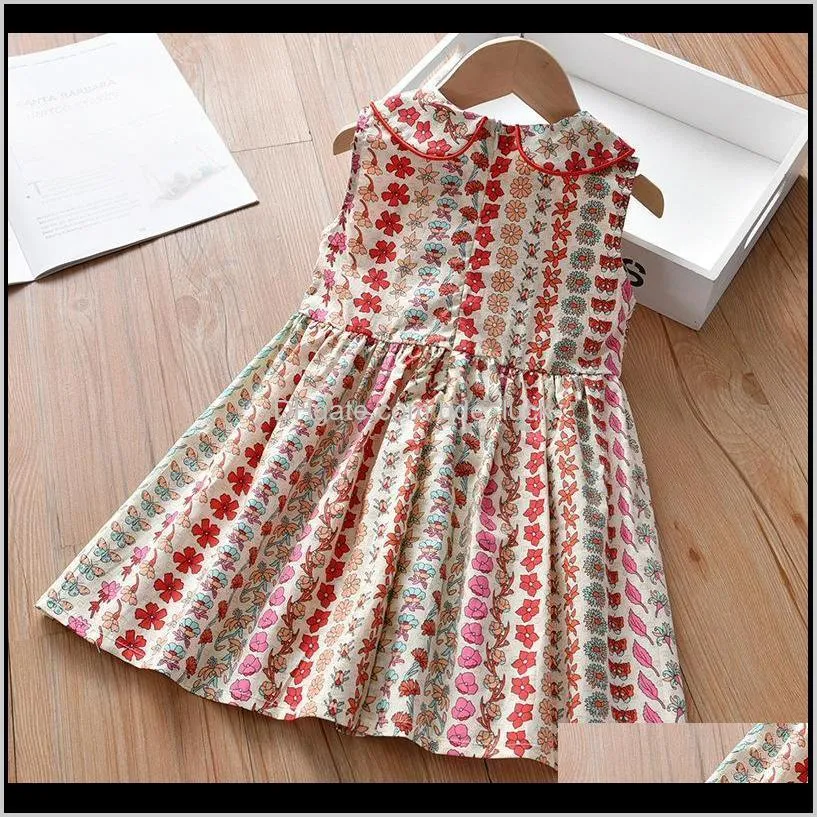 Children`S Floral Dress Girls Sun Skirt Summer Baby Sleeveless Vest Clothing 2-6 Years Old Girl`s Dresses