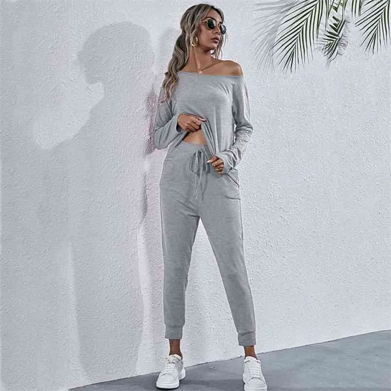 Automne Loungewear Femmes Pyjama Set Lounge Wear Homewear Dames Vêtements de nuit Sommeil PJS 210830