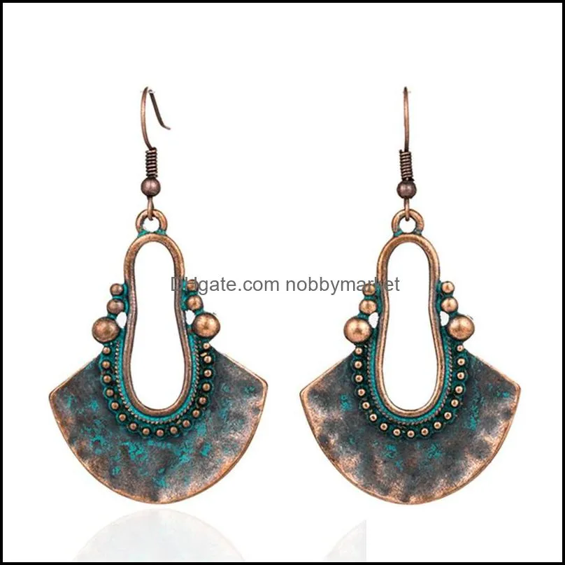 4 Colors Vintage Ethnic Earring Rose Goldn Geometric Dangle Hanging Earrings For Women Female Indian Jewelry Accessories