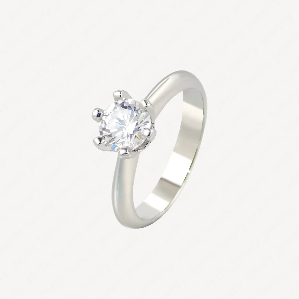 Sieraden titanium staal engagement trouwring 18K wit vergulde diamanten ringen voor mannen en vrouwen Selecteer accessoires met sieraden pouches groothandel