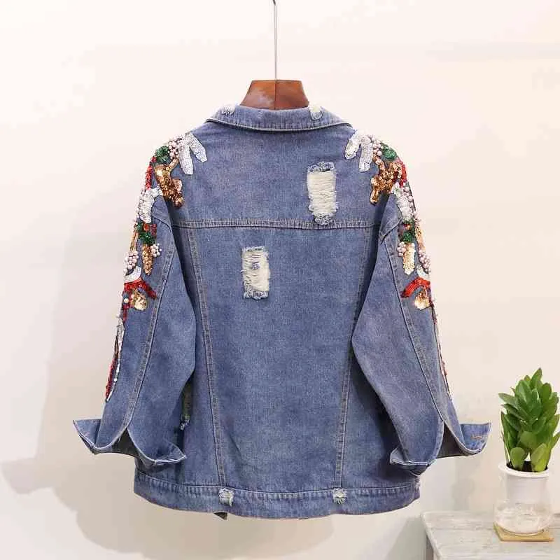 ジャケット・アウター Beads & Embroidered Design Denim Blouson s-l400.jpg