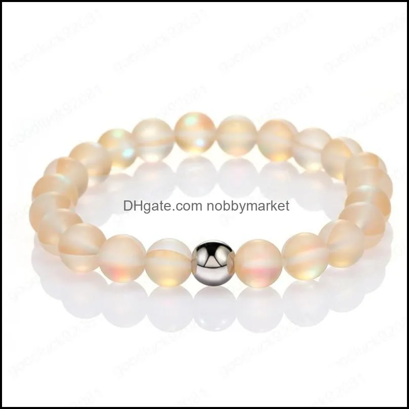 8mm Colorful Transparent Glitter Glass Beads Charm Bracelet Lucky Friendship Bracelets for Women Men luxury jewelry Wholesale
